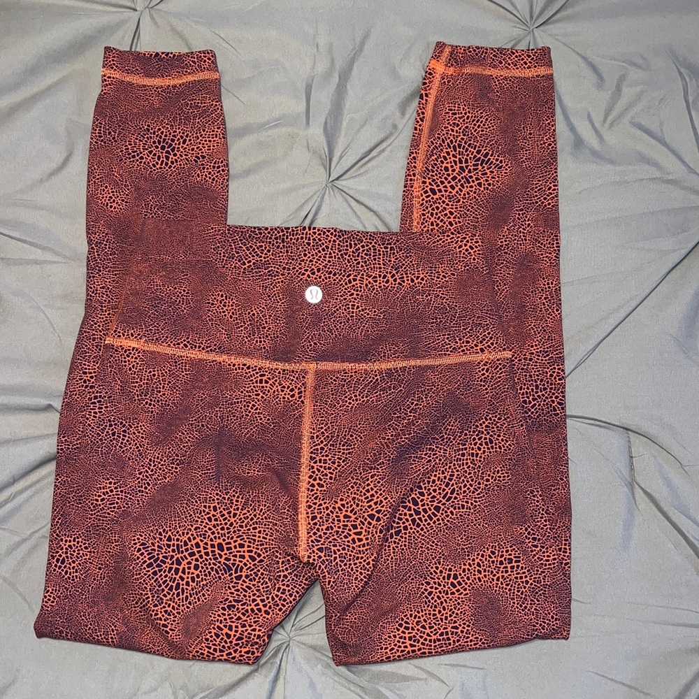 Lululemon Athletica Orange Blue Patterned High Rise Leggings - Picture 3 of 9